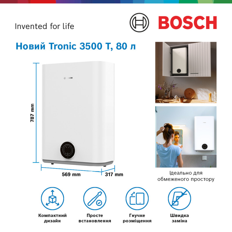 Електричний водонагрівач BOSCH TR3501T 80 DERB