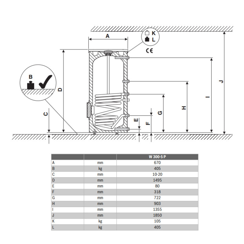 Бак непрямого нагріву BOSCH W 300-5 P1 B