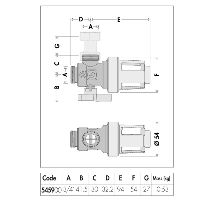 Магнітний фільтр CALEFFI XS® для котла кутовий Ø3/4″